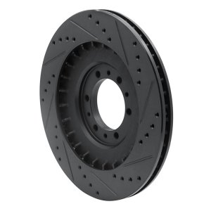 Mitsubishi Montero Brake Rotor (1) - Front Left - R1 Concepts - Drilled & Slotted - Black - `98-`04